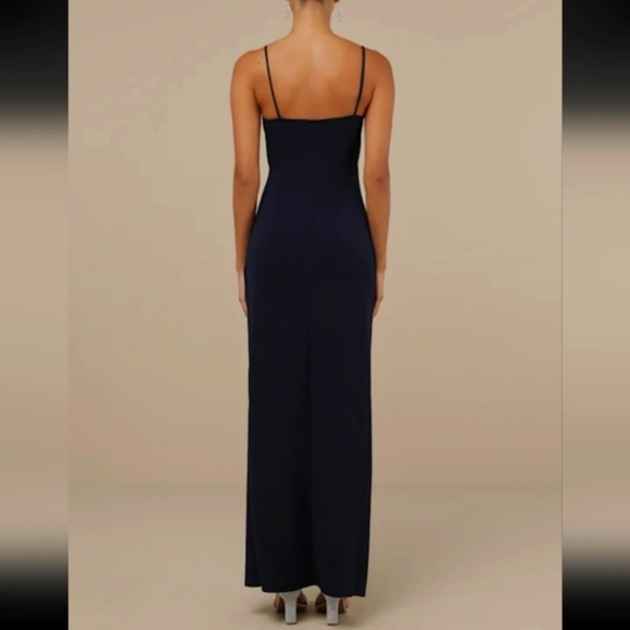 Lulus Sweetest Admirer Navy Blue Ruched Surplice Maxi Dress Size XS NWT - Picture 3 of 11